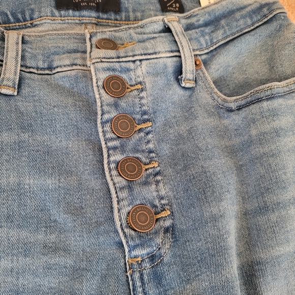 LUCKY BRAND Button Fly High Rise Skinny Bridgette Distress Raw Fray Hem Jeans - Picture 5 of 8